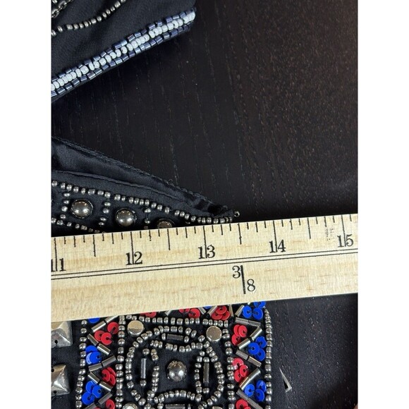 Parker Covina Beaded Mini Dress Black Red Blue XS Cut Out Sleeveless Back Zip - Picture 8 of 15